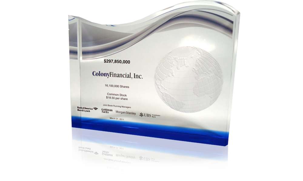 Colony Financial Lucite Tombstone