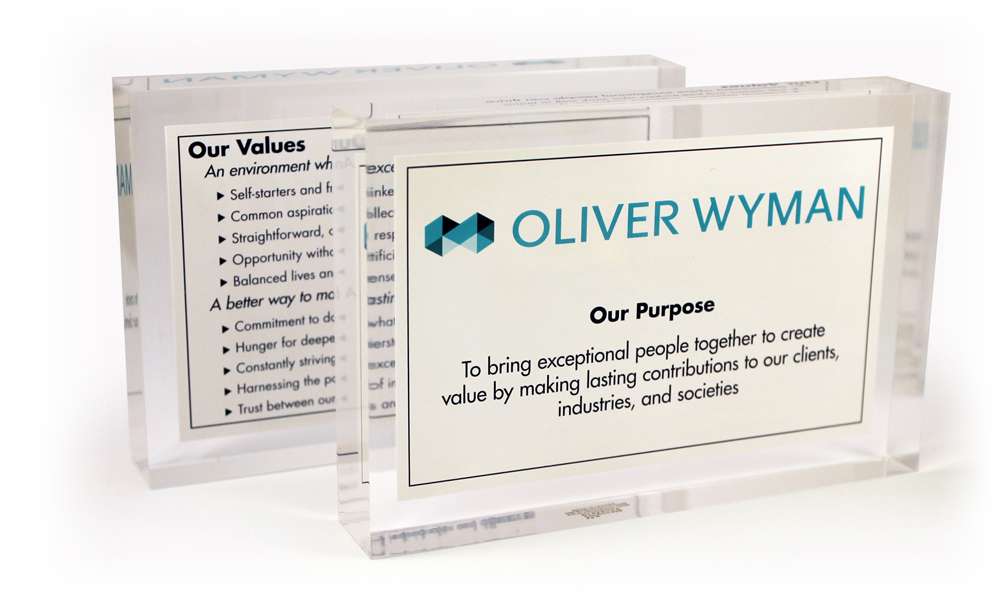 Oliver Wyman Mission Statement Display Recognition Product