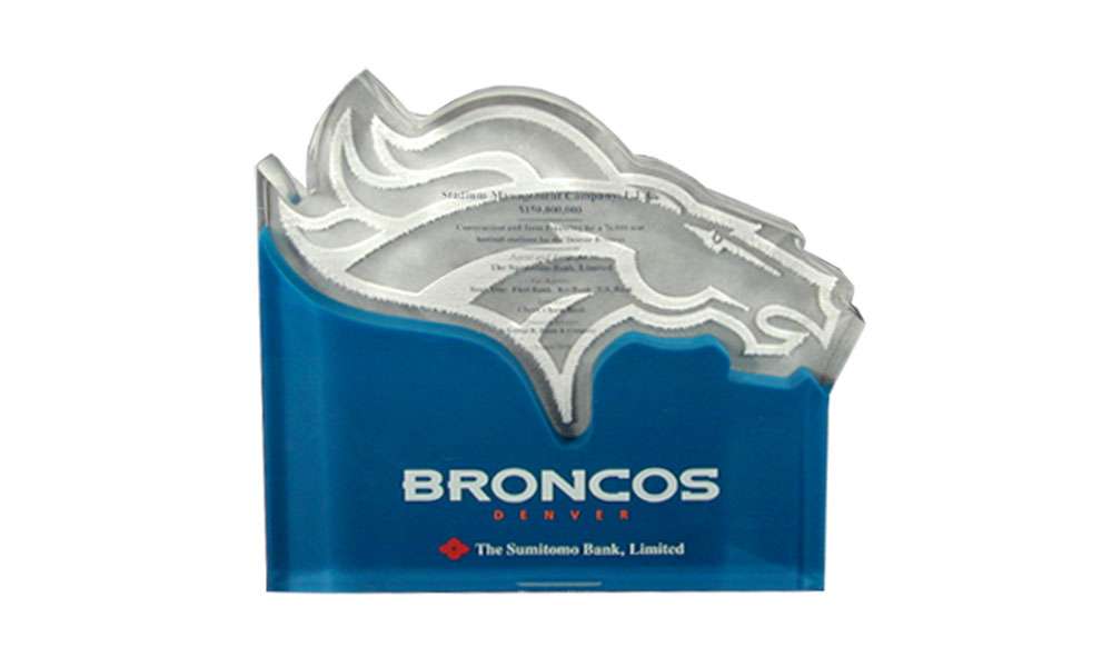 Denver Broncos Lucite Tombstone