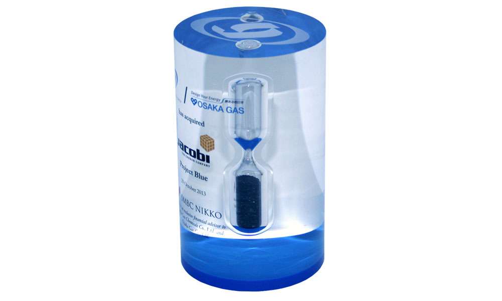 Acrylic Cylinder with Embedded Sand Timer