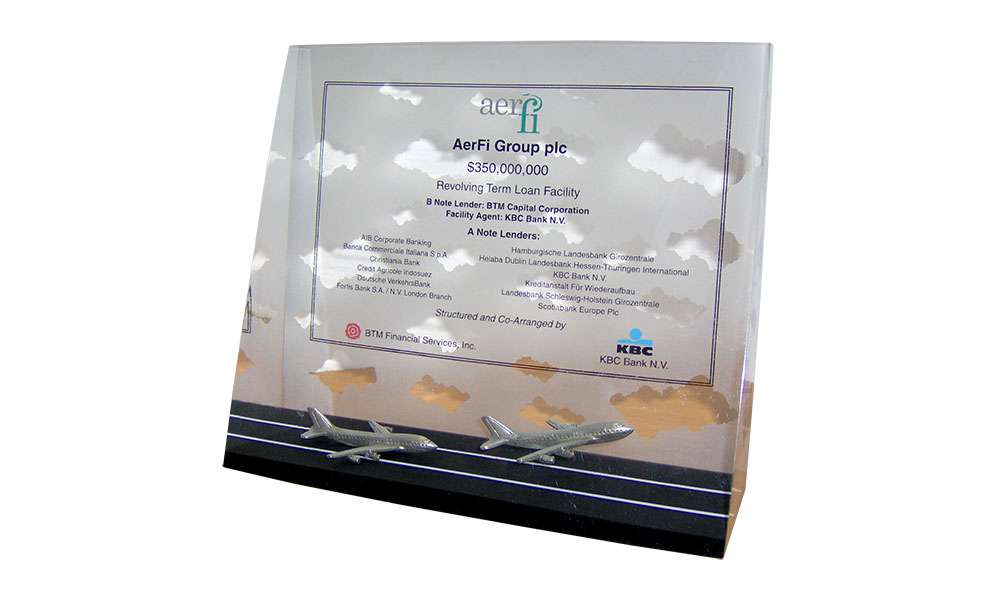 Wedge Lucite with Embedded Airplanes