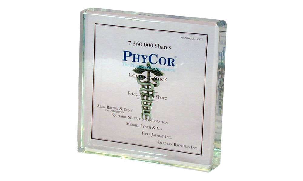 Medical-Themed Acrylic with Embedded Caduceus | PhyCor