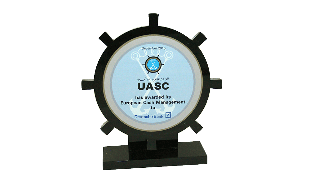 Ship's Wheel-Themed Lucite Tombstone