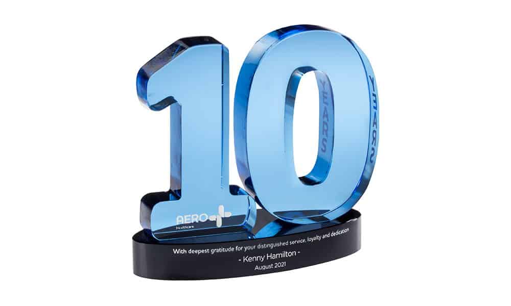 Custom Crystal 10 Years-of-Service Award