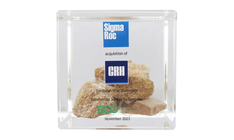 Lucite Cube with Limestone Embedment