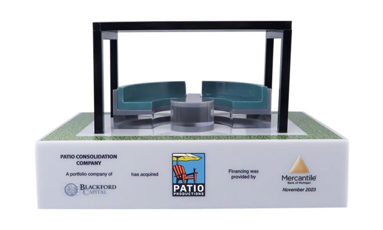 Lucite patio furniture deal toy with pergola