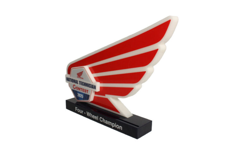 Honda national technician contest award modeled after the company's wing logo