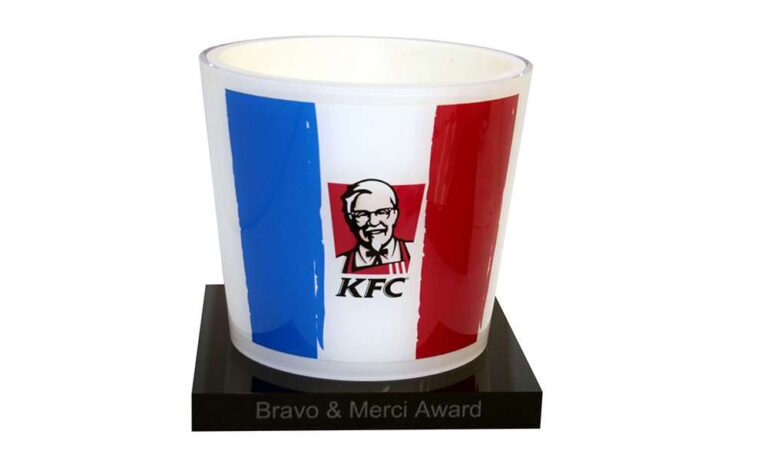 Corporate award designed for Kentucky Fried Chicken modeled after the company's chicken "bucket" 